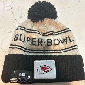 Officially Licensed New Era Kansas City Chiefs AFC Championship Beanie W/pom